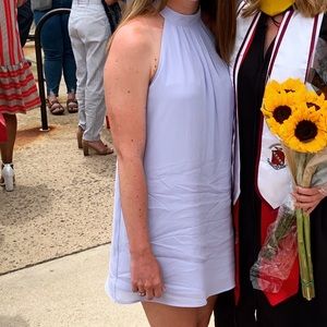 High neck purple dress